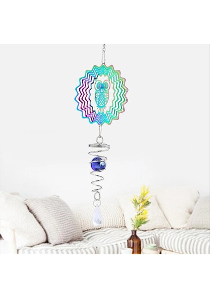 Baykuş Kinetik Gradyan Renk Rüzgar Spinner Heykel 3D Rüzgar Çanları Güneş Yakalayıcı Bakan Top Spiral Kuyruk Stabilizatör (Yurt Dışından) fiyatları