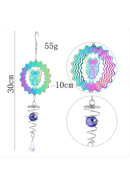 Baykuş Kinetik Gradyan Renk Rüzgar Spinner Heykel 3D Rüzgar Çanları Güneş Yakalayıcı Bakan Top Spiral Kuyruk Stabilizatör (Yurt Dışından) modelleri