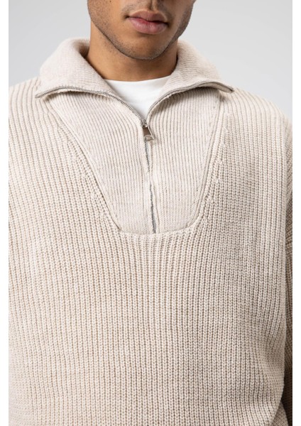 Yarım Fermuarlı Triko Kazak Taş modelleri