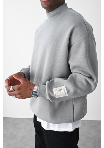 Vizon Kart Detaylı Oversize Sweatshirt Gri fiyatları