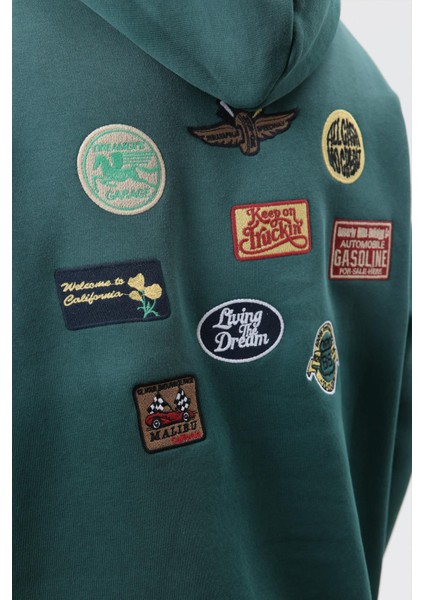 Oversize Baskılı Kapüşonlu Sweatshirt Nefti modelleri