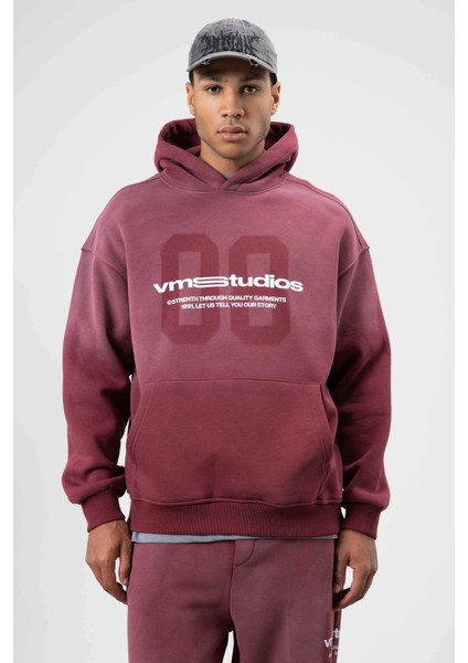 Oversize Baskılı Eşofman Takım Bordo fiyatları