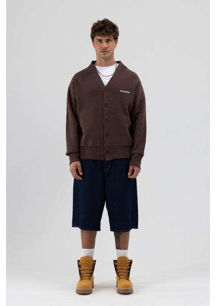 Oversize Düğmeli Sweatshirt Kahve fiyatları