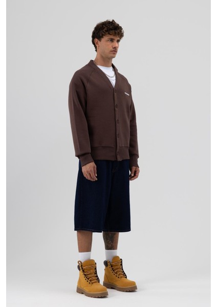 Oversize Düğmeli Sweatshirt Kahve fırsatları