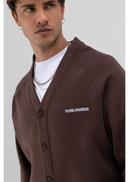 Oversize Düğmeli Sweatshirt Kahve indirimleri