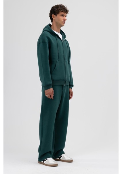 Basic Fermuarlı Oversize Kapüşonlu Sweatshirt Nefti fiyatları