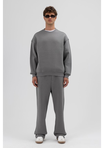 Basic Bisiklet Yaka Oversize Sweatshirt Füme fiyatları