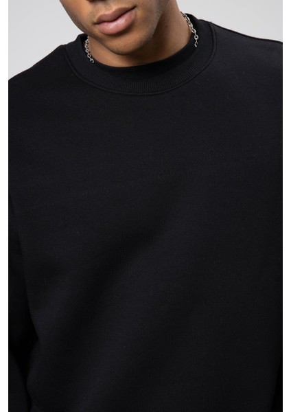 Boxy Fit Basic Sweatshirt Siyah modelleri