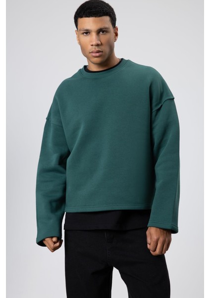 Boxy Fit Basic Sweatshirt Nefti fırsatları