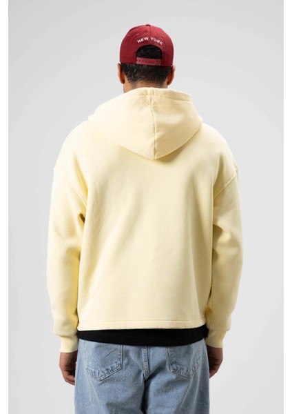 Oversize Fermuarlı Kapüşonlu Sweatshirt Sarı fırsatları