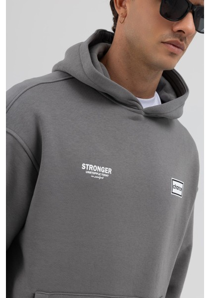 Oversize Arka Baskılı Sweatshirt Füme modelleri