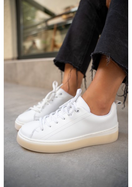 Skye Beyaz Hakiki Deri Düz Spor Ayakkabı modelleri