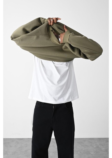 Vizon Kart Detaylı Oversize Sweatshirt Haki indirimleri