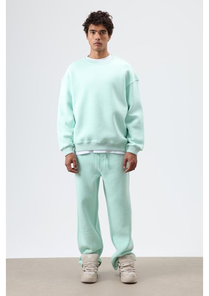 Yıkamalı Baggy Eşofman Alt Mint