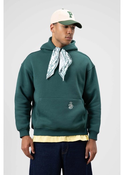Oversize Fular Detaylı Kapüşonlu Sweatshirt Nefti fiyatları