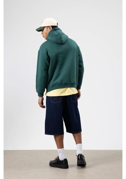 Oversize Fular Detaylı Kapüşonlu Sweatshirt Nefti fırsatları