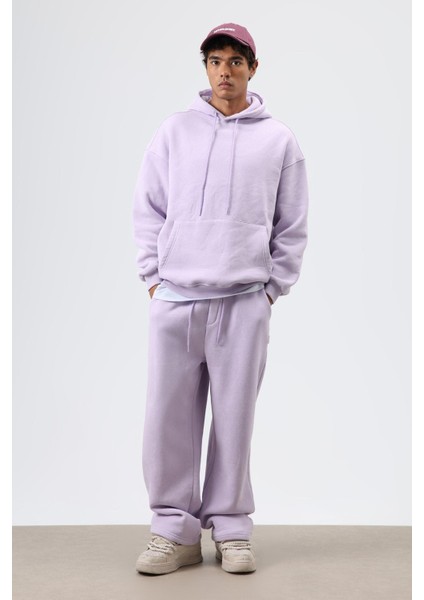 Yıkamalı Baggy Eşofman Alt Lila