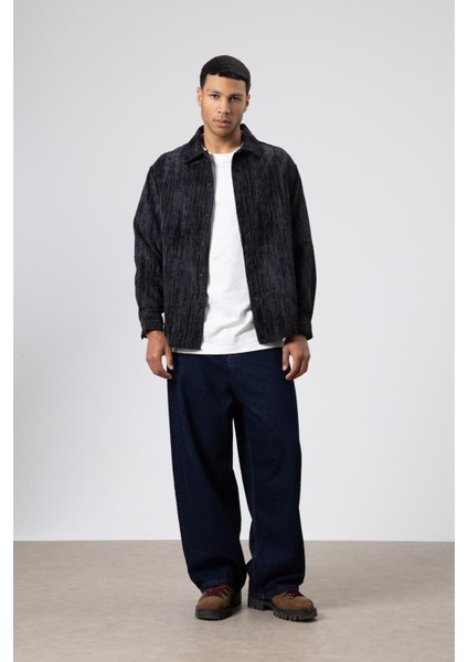 Oversize Dokulu Gömlek Siyah fiyatları