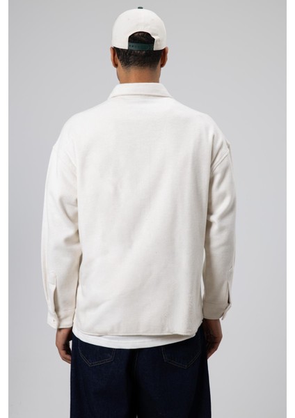 Dokulu Oversize Gömlek Ceket Ekru fırsatları