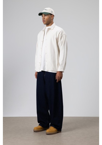 Dokulu Oversize Gömlek Ceket Ekru indirimleri