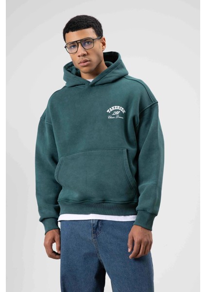 Oversize Yıkamalı Boxy Fit Kapüşonlu Sweatshirt Nefti modelleri