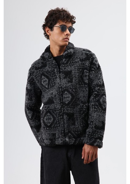 Oversize Peluş Mont Siyah indirimleri