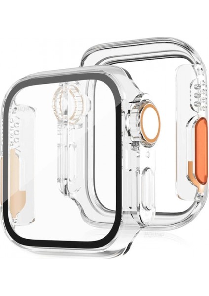 Apple Watch 44MM Watch 49MM Kasa Dönüştürücü ve Ekran Koruyucu - Şeffaf