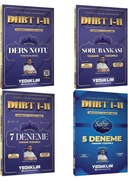 Yediiklim Dhbt I-Iı Ortaöğretim Ön Lisans Lisans Ders Notu+Soru+7 Deneme+5 Deneme Seti 4 Kitap
