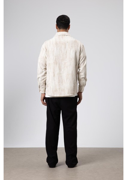 Oversize Dokulu Gömlek Ekru indirimleri