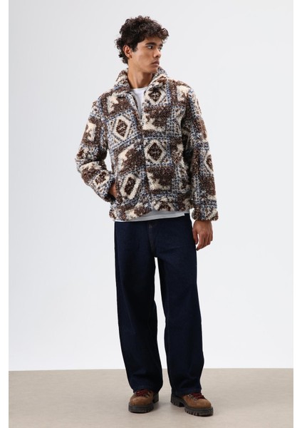 Oversize Peluş Mont Kahve