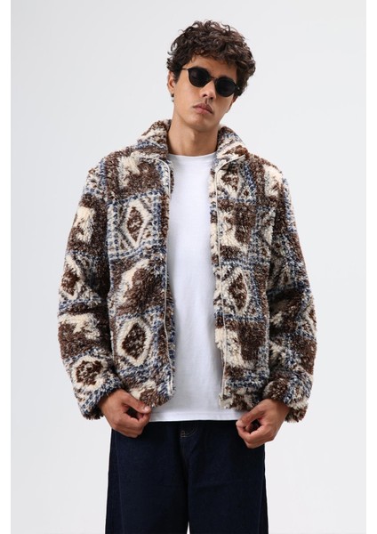 Oversize Peluş Mont Kahve