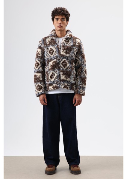 Oversize Peluş Mont Kahve