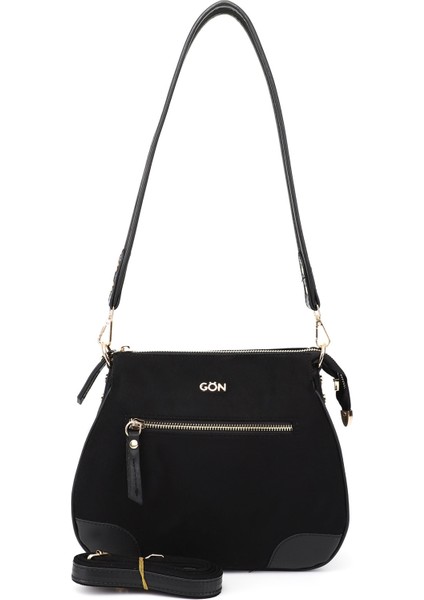 Kadın Siyah Süet Uzun Askılı Omuz Çantası