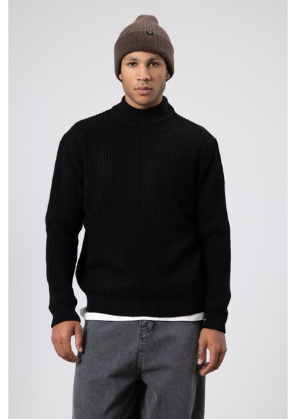 Yarım Balıkçı Yaka Triko Kazak Siyah fiyatları