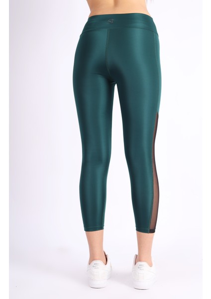 Siyah Polyester Paçası Tül Detaylı Yüksek Bel Tayt fırsatları