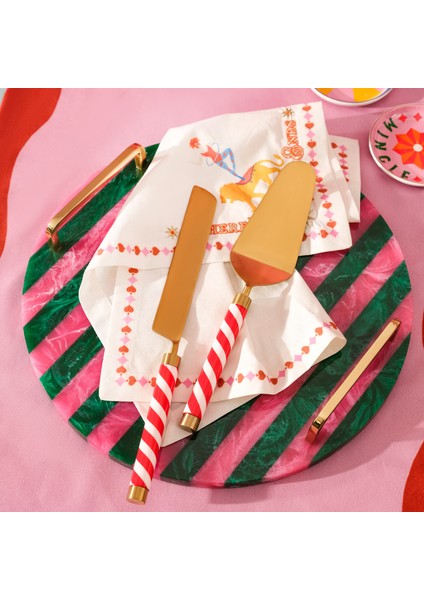 Rampur Çelik - Pirinç Servis Seti 6X28X1 cm Altın- Kırmızı fiyatları