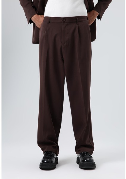 Oversize Kruvaze Takım Elbise Koyu Kahve