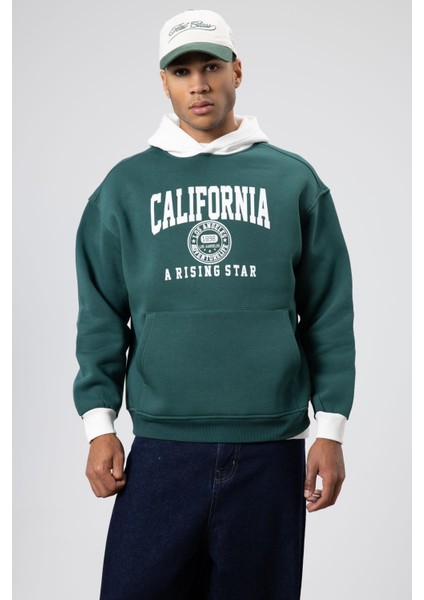 Çift Renk Baskılı Oversize Sweatshirt Nefti modelleri