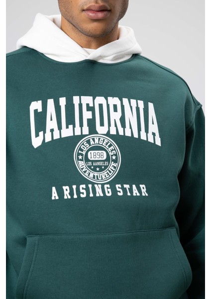 Çift Renk Baskılı Oversize Sweatshirt Nefti fırsatları