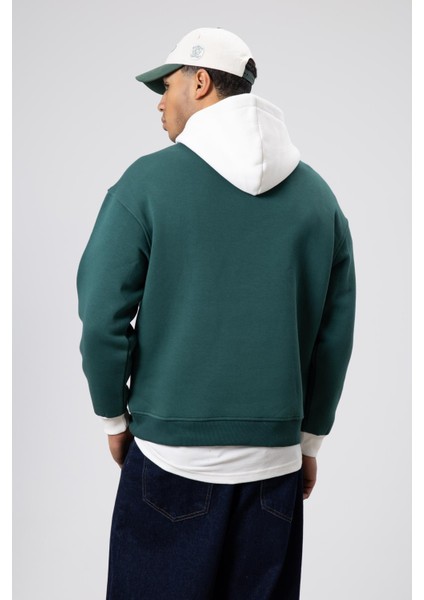 Çift Renk Baskılı Oversize Sweatshirt Nefti indirimleri