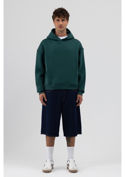 Basic Kapüşonlu Boxy Fit Sweatshirt Nefti fiyatları