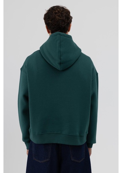 Basic Kapüşonlu Boxy Fit Sweatshirt Nefti