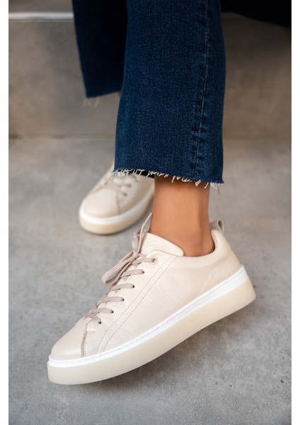 Skye Ten Hakiki Deri Düz Spor Ayakkabı fırsatları