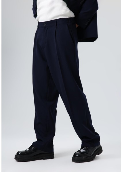 Oversize Kruvaze Takım Elbise Lacivert