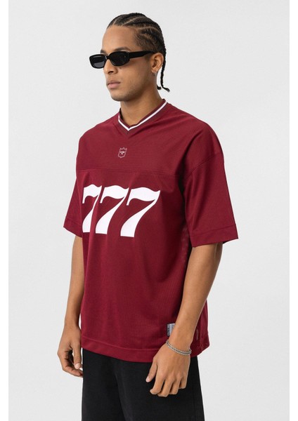 Oversize V Yaka Forma Tişört Bordo fırsatları