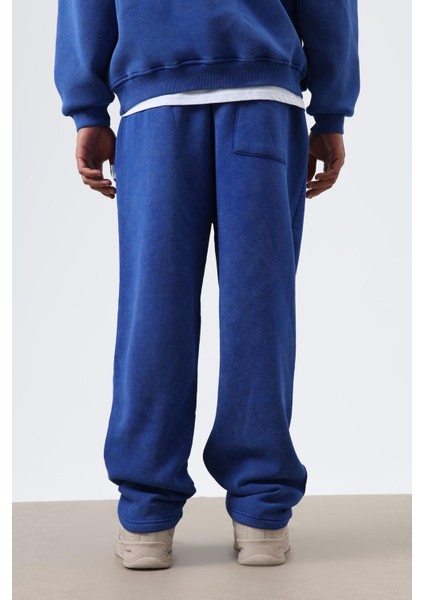 Yıkamalı Baggy Eşofman Alt Saks indirimleri