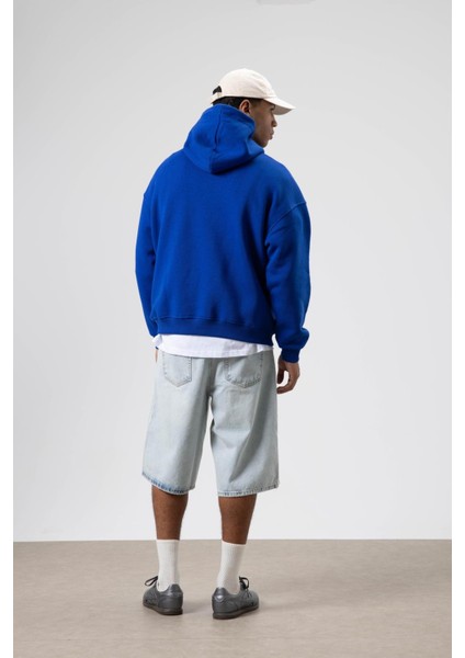 Oversize Fular Detaylı Kapüşonlu Sweatshirt Saks indirimleri