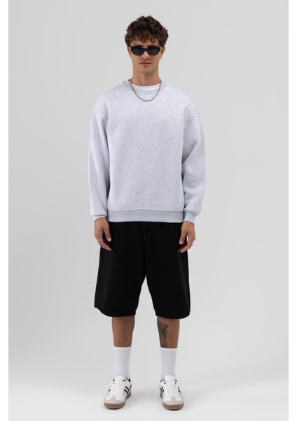 Basic Bisiklet Yaka Oversize Sweatshirt Karmelanj fiyatları