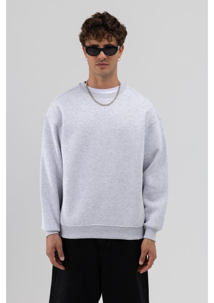 Basic Bisiklet Yaka Oversize Sweatshirt Karmelanj modelleri