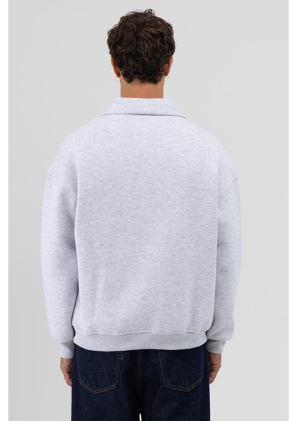 Oversize Fermuarlı Dik Yaka Sweatshirt Karmelanj